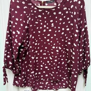Burgundy Polka Dot Women's Top
